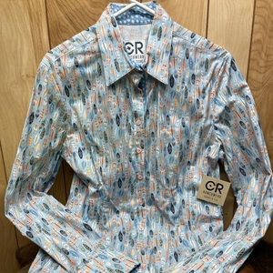 CR Ranchwear Feathers Western Shirt size Large